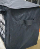 Square Bale Bag showing end with grab handle and the cover rolled up to reveal the webbing