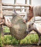 3 ponies eating from an EcoNets hay net